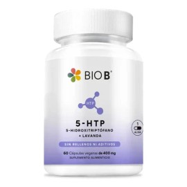 BIO B 5-HTP  Lavanda 100mg de 5-HTP 5-hidroxitriptófano  300mg de Lavanda Dormir Estado de Ánimo Estrés y Reducción de Cortisol 60 Cáps               