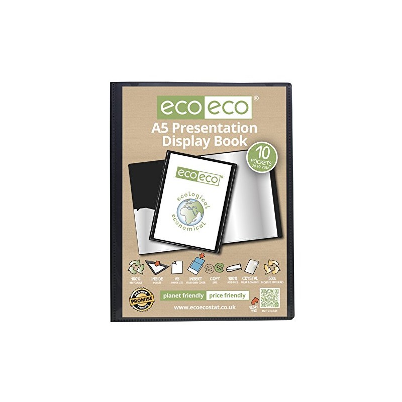 eco-eco A5 50% Recycled 10 Pocket Presentation Display Book, eco041,