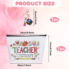 Amycute Teacher Appreciation Gifts for Women, Thank You Teacher Gifts - Makeup Bag and Keyring, Leaving Appreciation Presents from Students