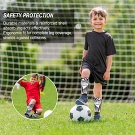 ROYPOUTA Shin Pads Soccer Youth, Shin and Ankle Protection Kids Soccer Shin Pads, Hard Shell and Adjustable Straps for Comprehensive Protection Toddler Shin Pads, S(3'7''-4'3'')