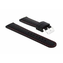 Ewatchparts 24mm Rubber Strap Watch Band Compatible With Bulova Watch Black With Red Stitching