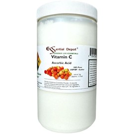 Essential Depot Ascorbic Acid Powder - Vitamin C - 2.2 lbs - 1 KG - USP - Safety Sealed HDPE Container with Resealable Cap