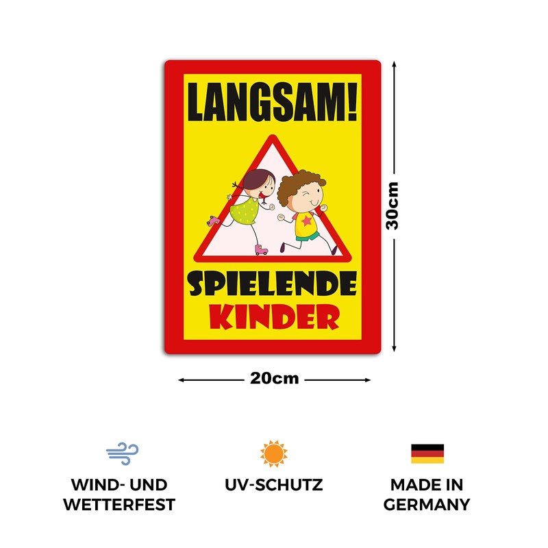 3 Stück Langsam ! spielende KINDER Schild 20 x 30