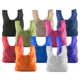 Reusable Grocery Bags | Foldable w/Integrated String Pouch | Ripstop Nylon Tote