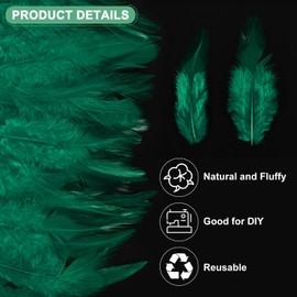 M METERXITY 300-Pack Saddle Hackle Rooster Feather, 3-6 Inch / 8-15cm Bulk Natural Fluffy Feathers for Crafting/Wedding/Dream Catcher/DIY Crafts Decorations [Dark Green]