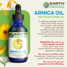 Earth Elements Organics Arnica Oil - with Sunflower Seed Oil, Skin Routine for Post Surgery and After Care, Infused Herbal Extract for Face, Body, Muscle Application1 fl oz