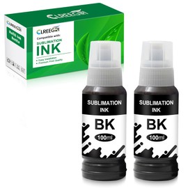 CLREEGRI Compatible Sublimation Ink for Ecotank 2800 ET2720 ET2750 ET2760 ET2800 ET-2803 ET-2850 ET-3850 ET-3830 ET4700 ET-4760 ET-4800 WF2750 ET15000 Black Ink Refill Bottles Sublimation(2 Black)