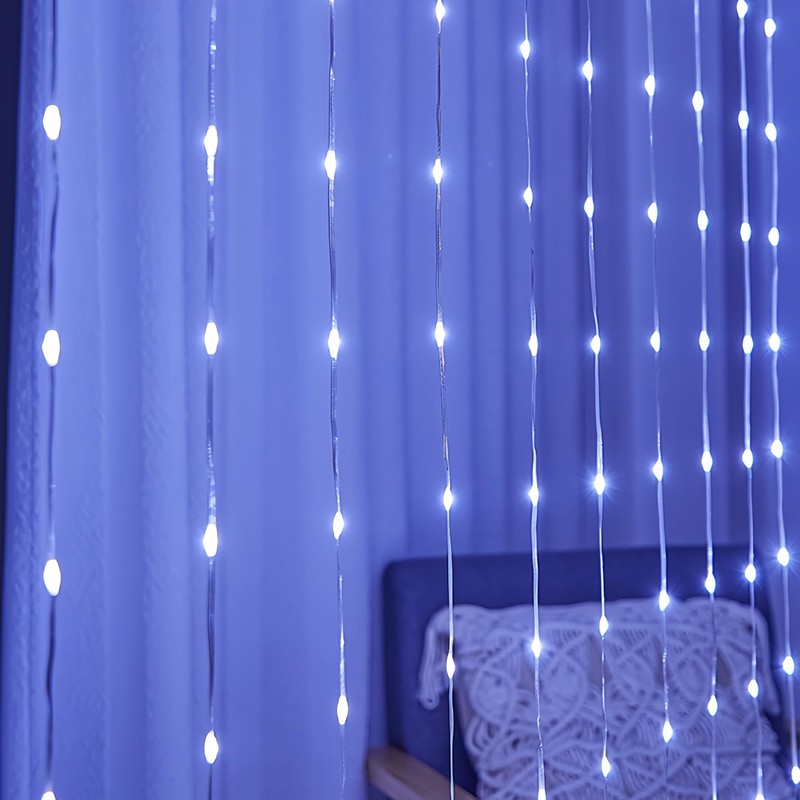 Clearhill 3 * 3Curtain String Lights 300LED White 8 Modes