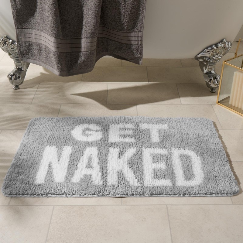 OHS Get Naked Bath Mat Grey, Super Soft Bath Mats