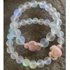 Handmade Iridescent Moonstone Bracelet Rainbow Glass Pink Turtle Sterling Silver