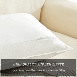 OMMATO White Cushion Covers 45cm x 45cm Square 2 Pack Velvet Decorative Throw Pillow Covers for Couch Sofa Living Room 18x18 inch 2 Pack