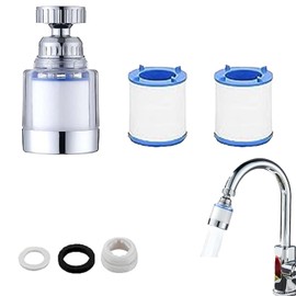 360 ° Rotating Bathroom Faucet Filter with 2 Filter Elements, Remove Heavy Metals and Hard Water Sink Water Faucet Filter for Kitchen and Bathroom