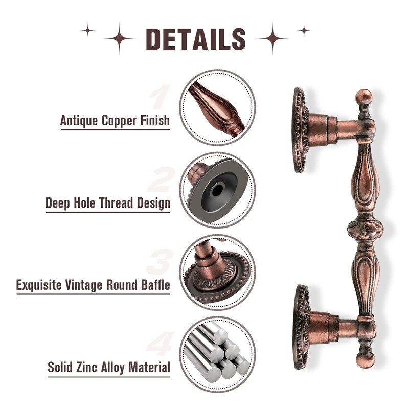 NIZADO Antique Copper Cabinet Pulls 2.5 Inch, Vintage Drawer Pulls