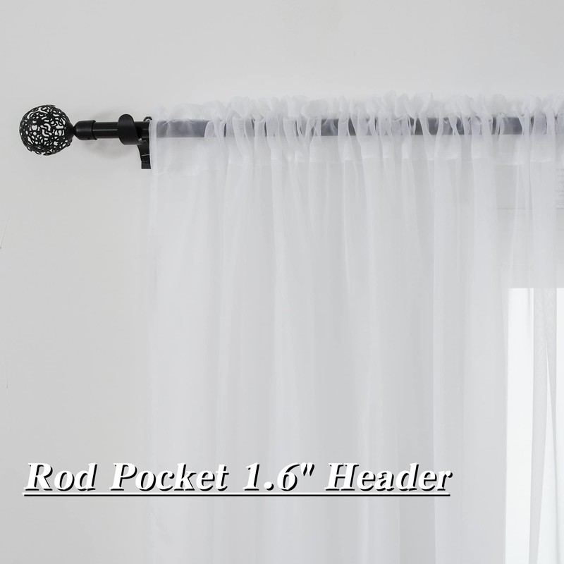 HUTO 2 Panels Small White Sheer Curtains 45 inches Long