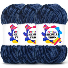 Velvet Chenille Yarn for Crocheting Navy Blue Velvet Yarn Fluffy Yarn Plush Yarn Thick Bulky Chunky Chenille Velvet Yarn Soft Baby Blanket Yarn for Crocheting Hand Knitting 3 * 100g-Navy Blue
