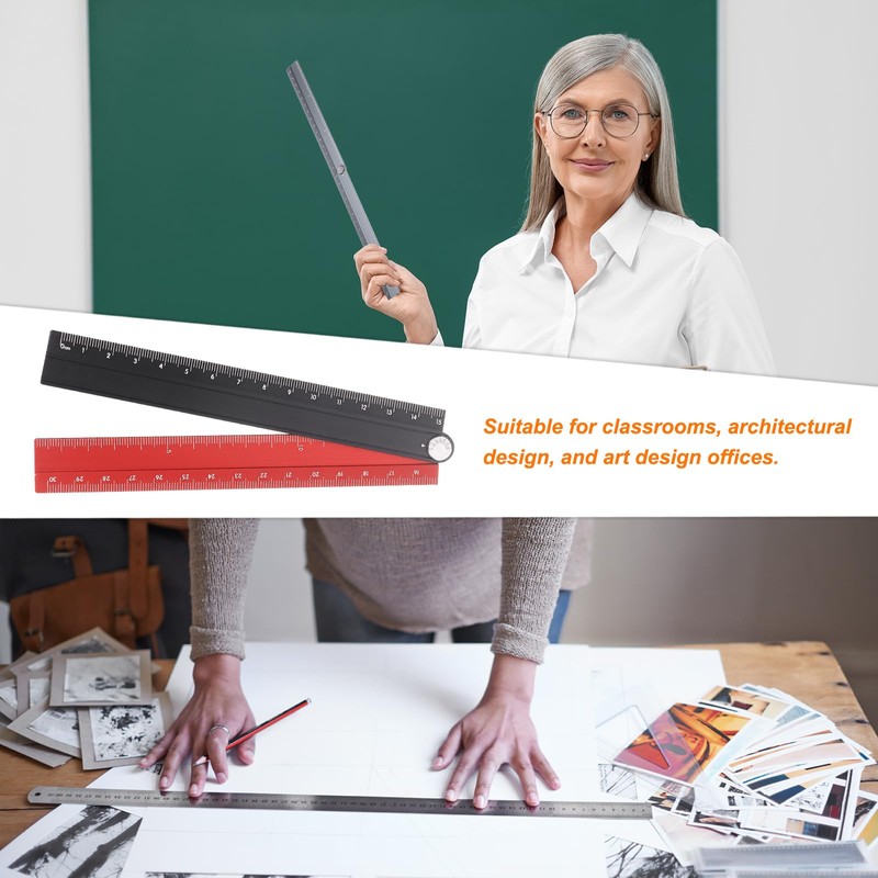 sourcing map 2pcs Folding Straight Ruler 30cm Metric Aluminum Alloy