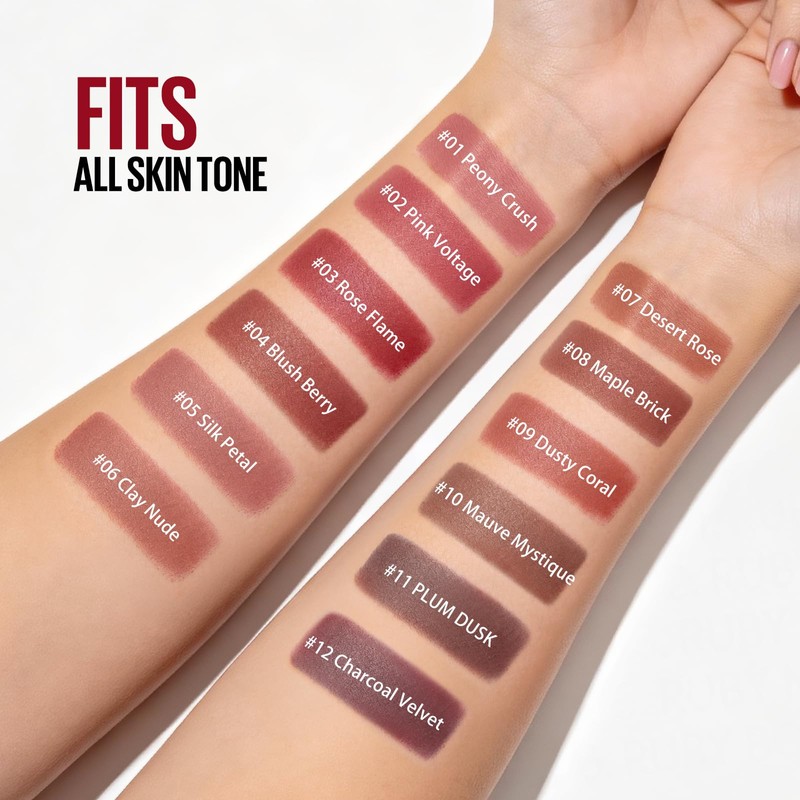 6PCS Matte Lipstick Set for Women, Brown Nude Lipstick Kit