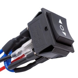 TWTADE Latching Polarity Reverse Switch 12V 10A DC Motor Control 6 Pin 3 Position ON-Off-ON AC 110V-220V Black Boat Rocker Toggle Switch with Wire KCD2-203-JT
