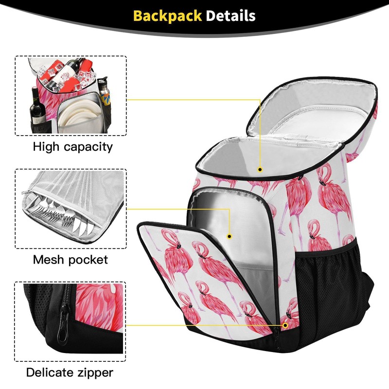 Pink Flamingo Cooler Backpack 36 Cans Insulated Backpack Cooler Leak