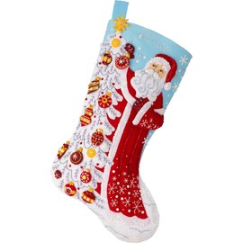 Bucilla, Snowy St. Nick, Felt Applique 18" Stocking Making Kit, Perfect for Holiday DIY Arts and Crafts, 89685E