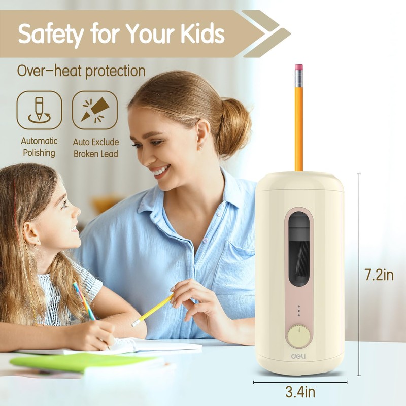 Electric Pencil Sharpener, Fully Automatic Pencil Sharpener for 6.9-10.8mm Colored/Jumbo