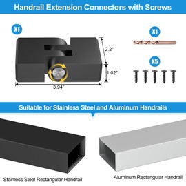 RailinGo Handrail Vertical Pivot Connector - Flat Handrail Accessories, POM Handrail Connector Fitting for Rectangular Cable Railing Handrail, Stair Cable Railing System, RG01-V