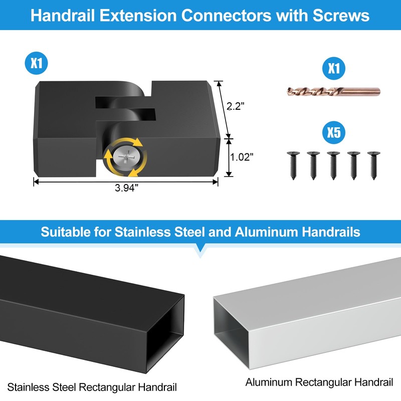 RailinGo Handrail Vertical Pivot Connector - Flat Handrail Accessories, POM