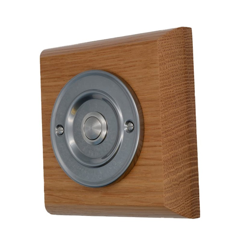 Modern Living Square Wireless Doorbell in Honey and Brushed Nickel