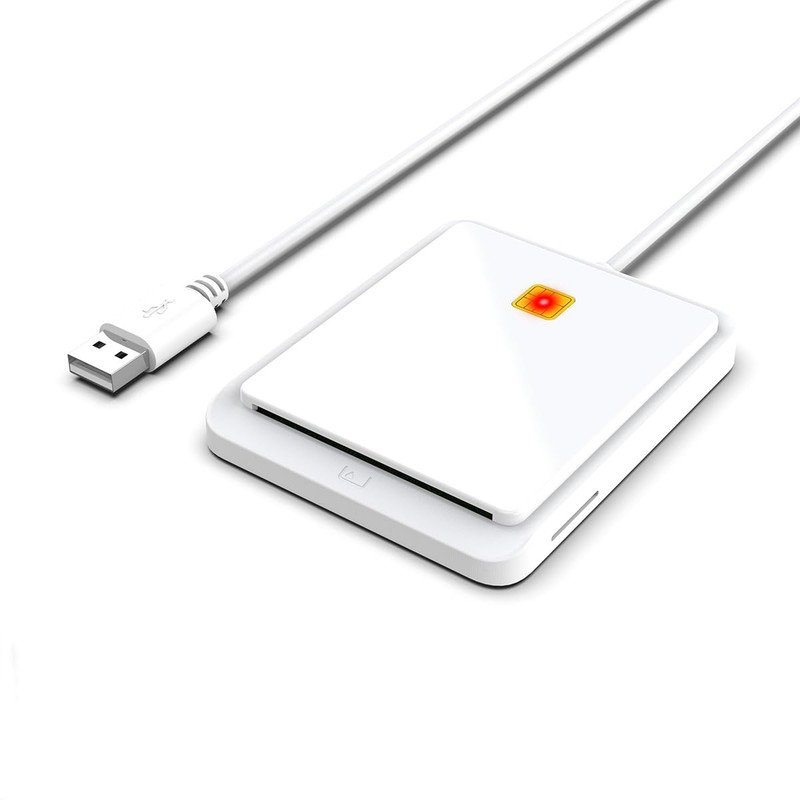 White USB Smart Card Reader, CAC ID Card Reader, SIM