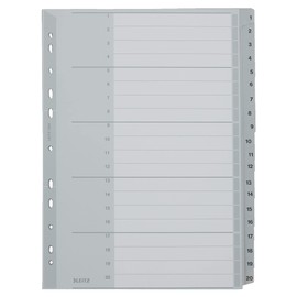Esselte Leitz 12840000 Plastic Index 1–20 A4 Polypropylene 20 Sheets Grey