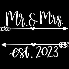 Decal Stickers of Mr. and Mrs. Est.2023 (White) (Set of 2) Premium Waterproof Vinyl Decal Stickers for Laptop Phone Accessory Helmet Car Window Mug Tuber Cup Door Wall - ANDsticg92235WH