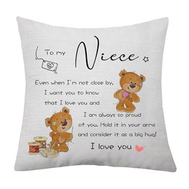 aligarian Niece Gift from Auntie Uncle Niece Cushion Cover for Woman Girls Inspirational Gift for Niece Throw Pillow Cover Graduation Birthday (Niece)