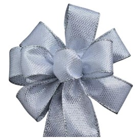 Dogwood Farm Market Small 5-6" Metallic Silver Wired Christmas Wreath Bow -Handmade - Glitter