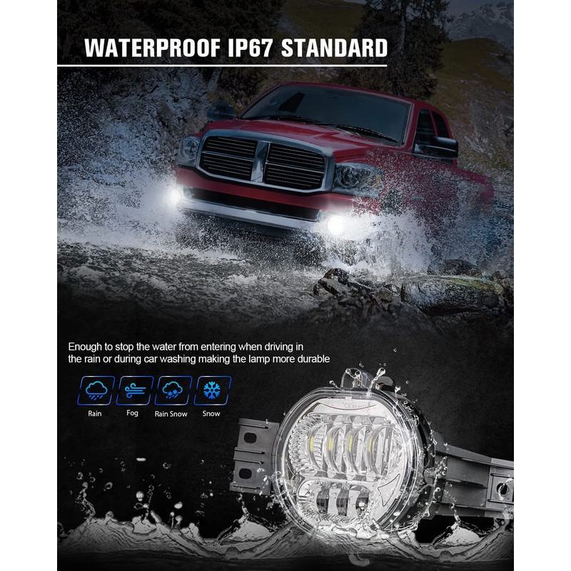 BICYACO New Version LED Fog Light Compatible with Dodge Ram