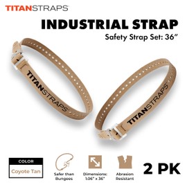 Titan Industrial Straps – Safety Strap Set to Secure Splits, Cargo Bikes, Garden Hoses, Wood Working Projects – 70 lb. Working Load, 36" Length, 2-Pack Coyote Tan