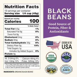 Organic Dried Black Beans 1 lb, Unsalted, Low-Sodium, Non-GMO, Farmed From Regenerative Soil, Tested Clean Certified – Rich in Fiber & Protein – Perfect for Soups, Burritos, Salads & Chili by Doudlah Farms