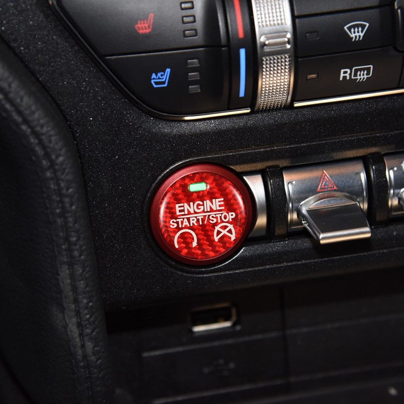 TOMALL Car Engine Button Cover Carbon Fiber Compatible with Ford