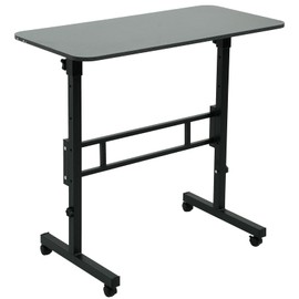 USEFULTEK Mobile Standing Desk, Small Height Adjustable Computer Workstation with Locking Wheels, 31.5'' x 17.4'' Portable Rolling Sit Stand Table (Black)