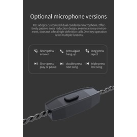 H HIFIHEAR KBEAR KS1-Auriculares intraurales con graves profundos 1DD,aislamiento ruido estéreo,IEM,cable extraíble sin enredos,apto para llamadas telefónicas/entrenamiento (micrófono,transparente)