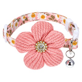 YUXIANLB 1 Pcs Small Dog Collar Puppy Collar with Flower Decoration Pink Cute Pet Collar with Bell Soft Cat Adjustable Collars Tiny Female Kitten Dogs Animal Spring Summer