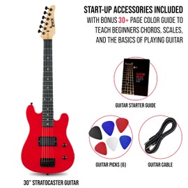 LyxPro CS 30” Electric Guitar Kit for Beginner, Intermediate & Pro Players with Guitar, Amp Cable, 6 Picks & Learner’s Guide | Solid Wood Body, Volume/Tone Controls, 5-Way Pickup - Red