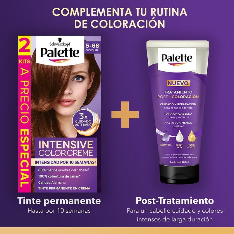 Palette Tinte para cabello color creme, borgona intenso 4-89, 0.165