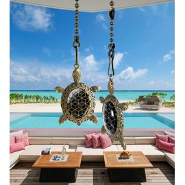 OMYZERO Ceiling Fan Pull Chain - 12 Inch Turtle Ceiling Fan Pull Chain Extender with Ball Chain Connector,Pull Chains for Ceiling Fans and Lights,Decorative Fan Pull Chain Pendant Extension(Bronze)