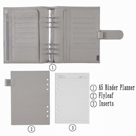 Moterm A5 Luxe Rings Planner - Genuine Leather Binder Organizer (30mm Ring, Pebble-Gray)