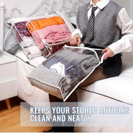 CHIYUYISEN 6 Pcs (16 * 12 * 4 Inch) Zippered Plastic Storage Bags, Transparent Zippered Storage Bags For Storing Linen Sweaters, Blankets, And Bed Sheets In Wardrobes