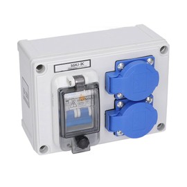 Wall Socket, Double German Socket 200-250 V with 230 V 40 A 1P+N RCD, Waterproof Socket