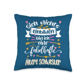 Weihnachtsgeschenk für ältere Schwester Geburtstag Fabelhafte Ältere Große Schwester Geschenk Mädchen Throw Pillow, 16x16, Multicolor