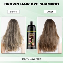 KAISASA Brown Hair Dye Shampoo 3 in 1，Argan Herbal Hair Color Shampoo Covers Gray Hair for Women and Men (16.9 fl.oz Brown)