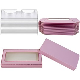 40 Pieces Empty Eyelashes Packaging Box Lash Packaging and False Lash Trays, 20 Pieces Empty Eyelash Boxes Lash Box Packaging Empty with 20 Pieces Empty Eyelash Tray (Pink)
