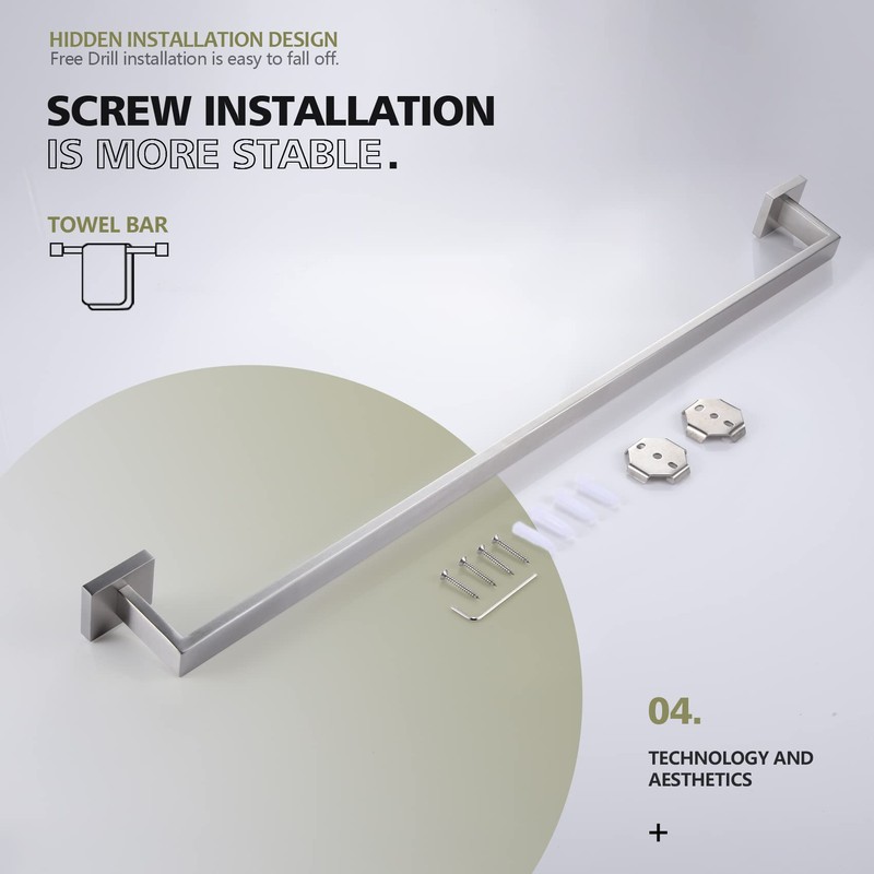 KOKOSIRI 32-Inch Single Towel Bar, Bathroom Kitchen Towel Holder, Wall